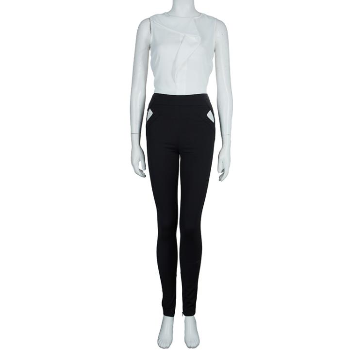 Pre Owned Gucci Black Cutout High Waist Detail Skinny Trousers XS