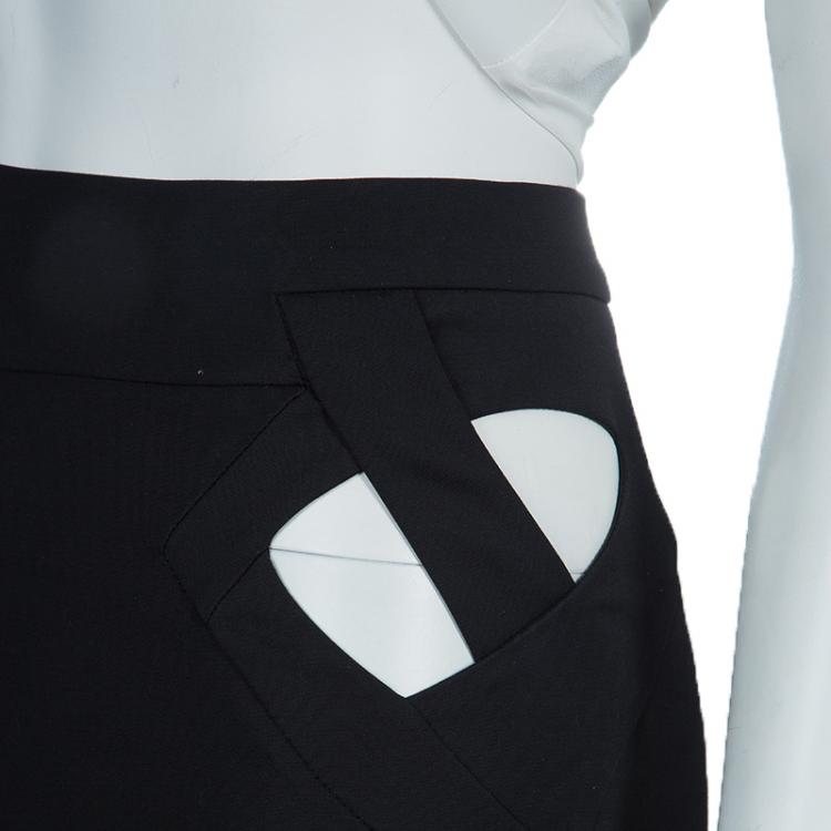 Pre Owned Gucci Black Cutout High Waist Detail Skinny Trousers XS