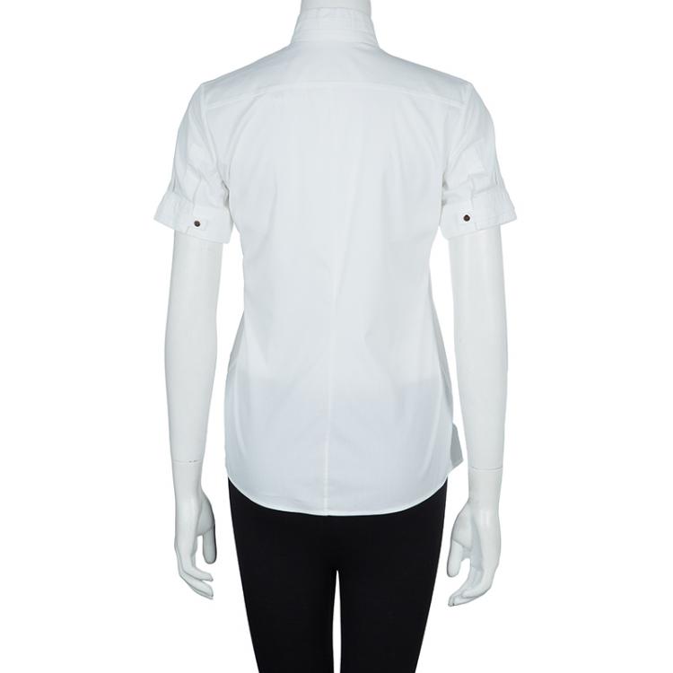 Pre Owned Gucci White Equestrian Cotton Top S