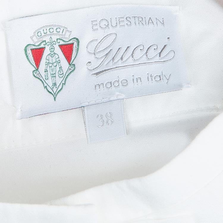 Pre Owned Gucci White Equestrian Cotton Top S