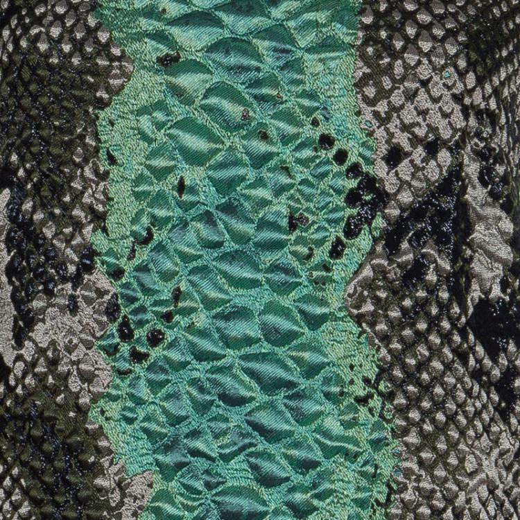 Pre Owned Gucci Green Textured Snakeskin Print Sleeveless Dress S