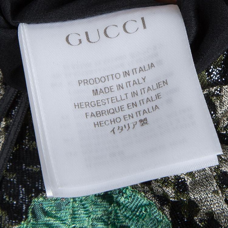 Pre Owned Gucci Green Textured Snakeskin Print Sleeveless Dress S