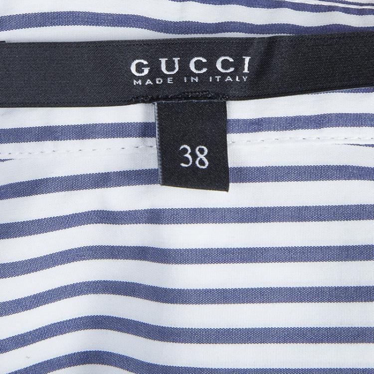 Pre Owned Gucci Striped Belted Buttondown Sleeveless Shirt Dress S