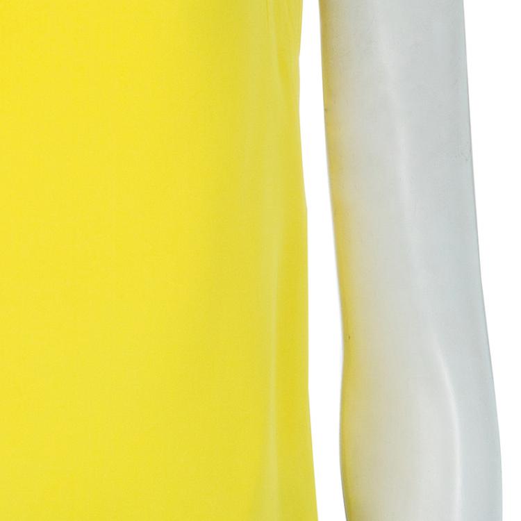 Pre Owned Gucci Yellow Asymmetrical Neckline Sleeveless Silk Top M