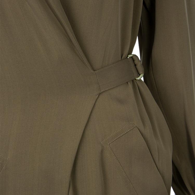 Pre Owned Gucci Olive Green Silk Jumpsuit XS