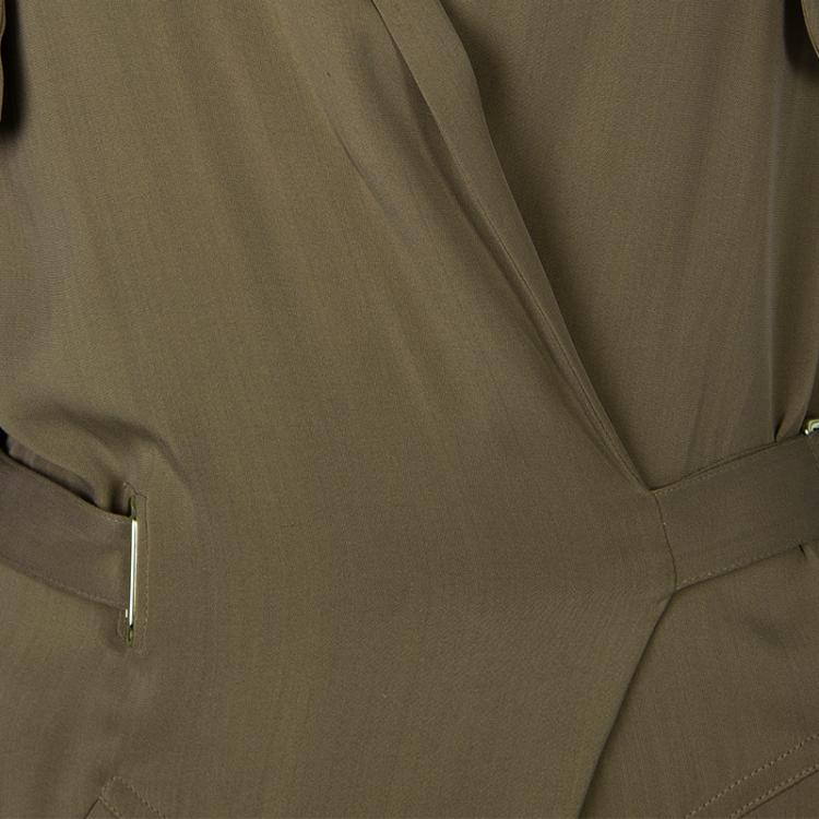 Pre Owned Gucci Olive Green Silk Jumpsuit XS