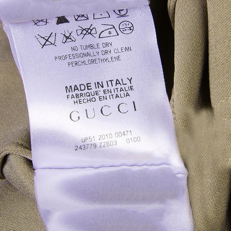 Pre Owned Gucci Olive Green Silk Jumpsuit XS