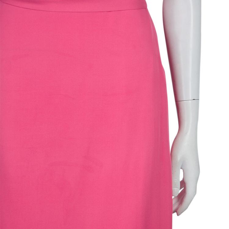 Pre Owned Gucci Pink Cowl Neck Slit Detail Sleeveless Silk Gown S