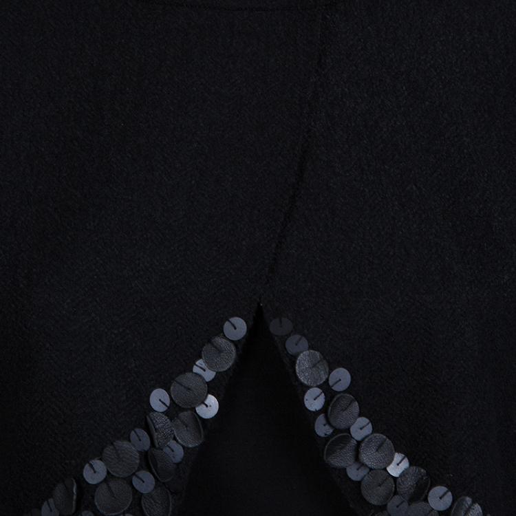 Pre Owned Gucci Black Wool Circular Leather Trim Detail Bolero Jacket S