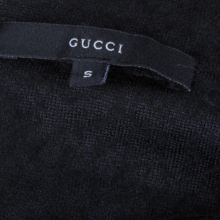 Pre Owned Gucci Black Wool Circular Leather Trim Detail Bolero Jacket S