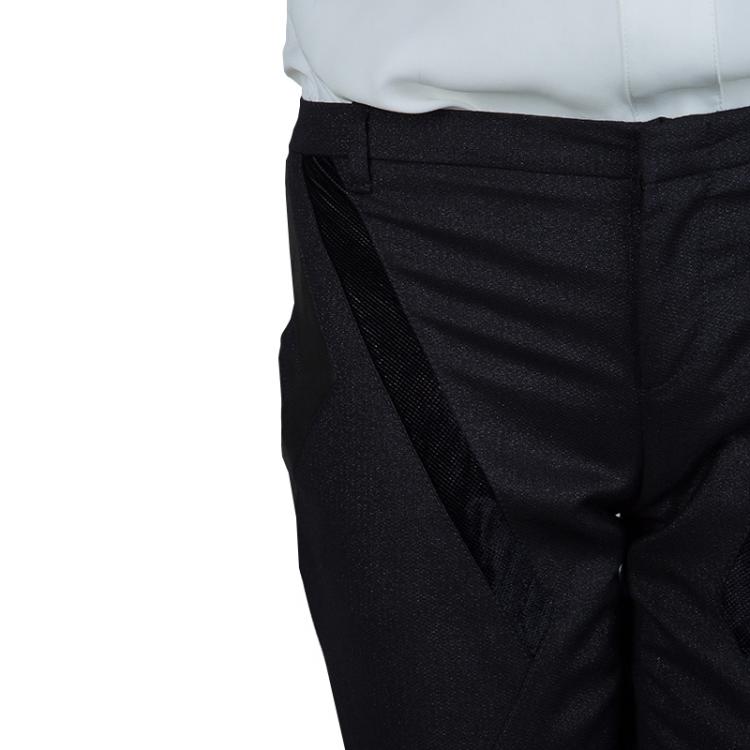 Pre Owned Gucci Black Geometric Paneled Trousers S
