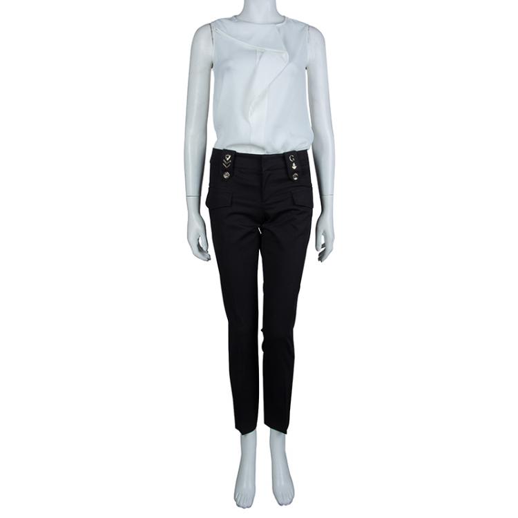 Pre Owned Gucci Black Straight Fit Cotton Trousers S