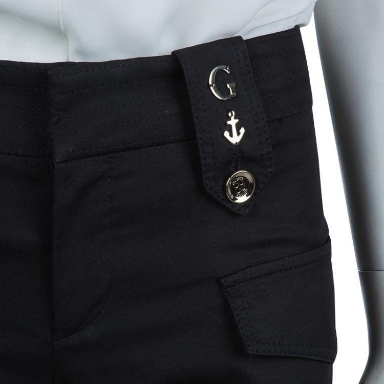 Pre Owned Gucci Black Straight Fit Cotton Trousers S