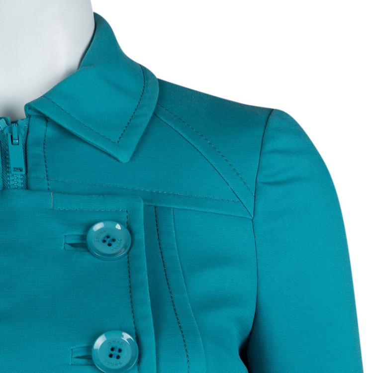 Pre Owned Gucci Turquoise Blue Zip Front Short Jacket S