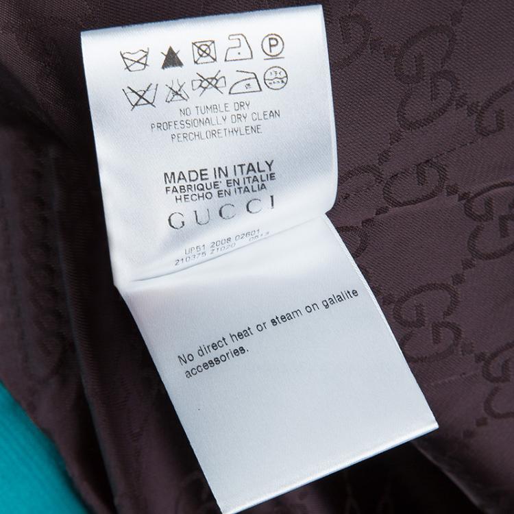 Pre Owned Gucci Turquoise Blue Zip Front Short Jacket S