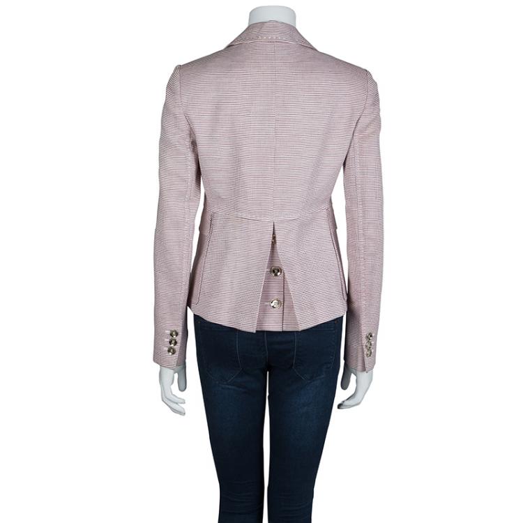 Pre Owned Gucci Red and White Patterned Blazer M