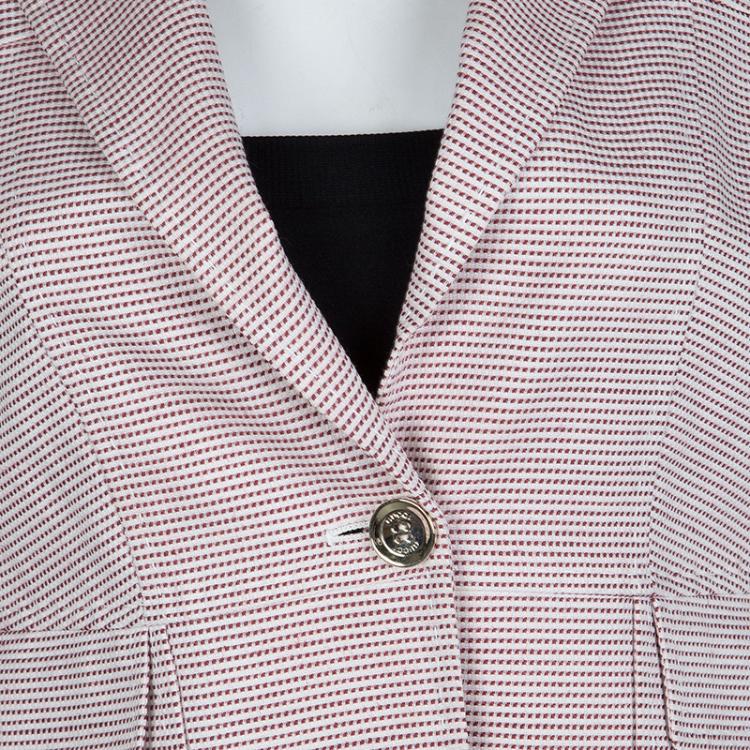 Pre Owned Gucci Red and White Patterned Blazer M