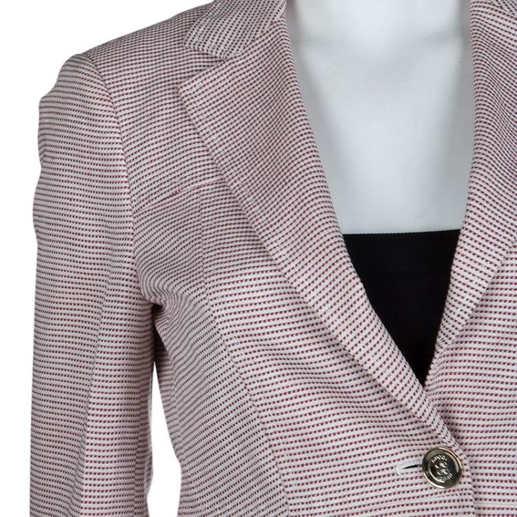 Pre Owned Gucci Red and White Patterned Blazer M