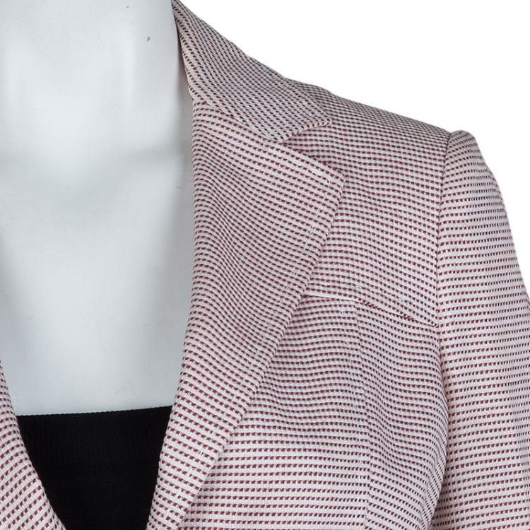Pre Owned Gucci Red and White Patterned Blazer M