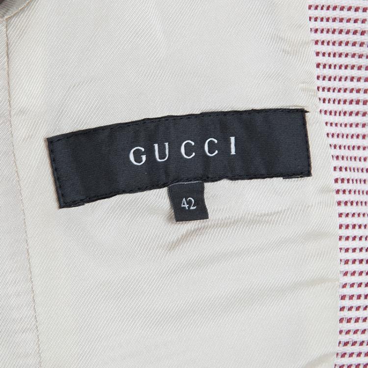 Pre Owned Gucci Red and White Patterned Blazer M