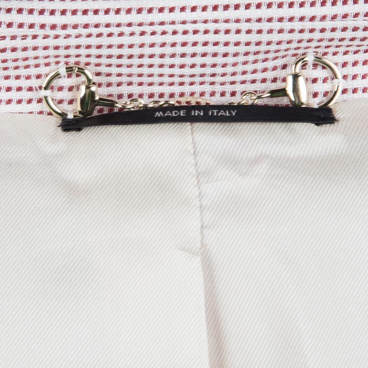Pre Owned Gucci Red and White Patterned Blazer M