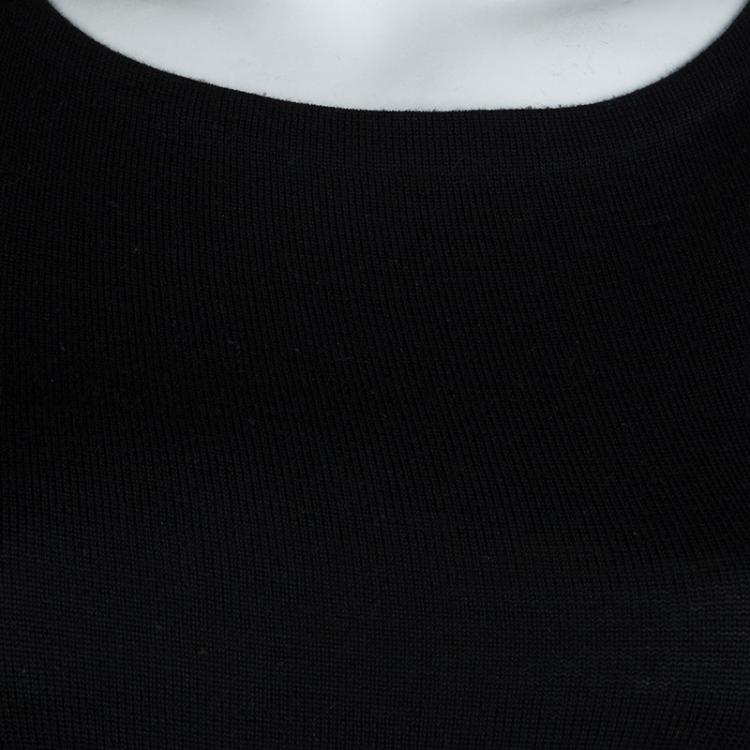 Pre Owned Gucci Black Wool Buckle Detail Long Sleeve Sweater M