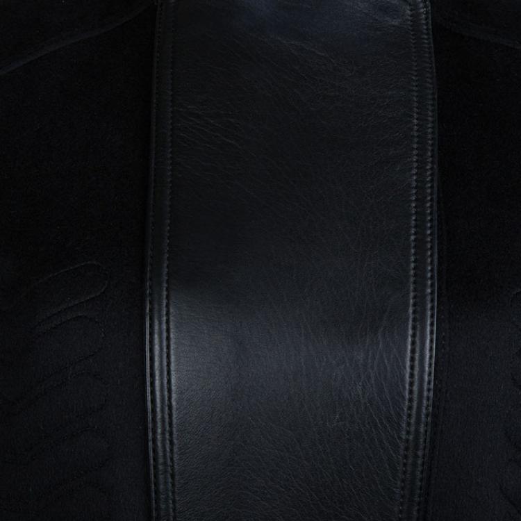 Pre Owned Gucci Black Quilted Wool Leather Trim Belted Overcoat M