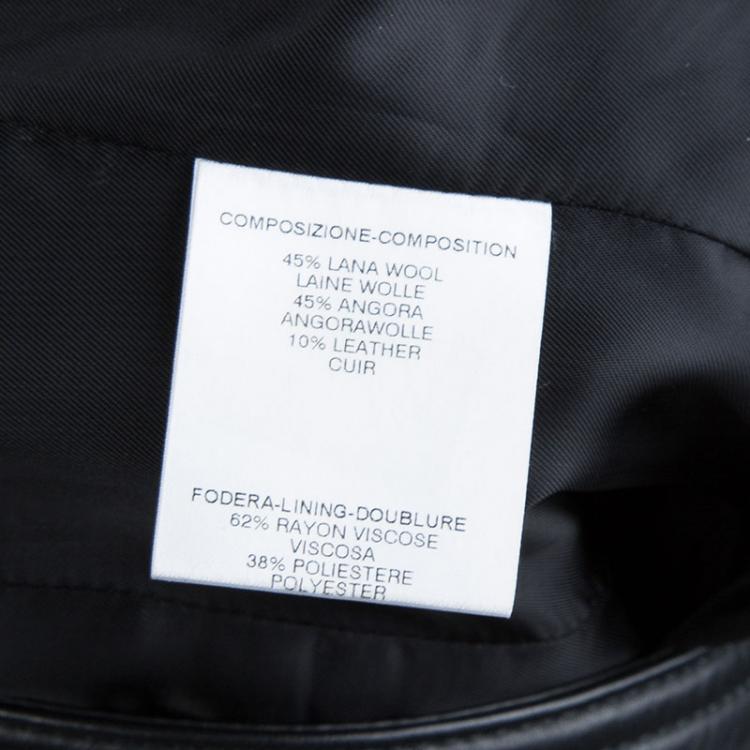 Pre Owned Gucci Black Quilted Wool Leather Trim Belted Overcoat M