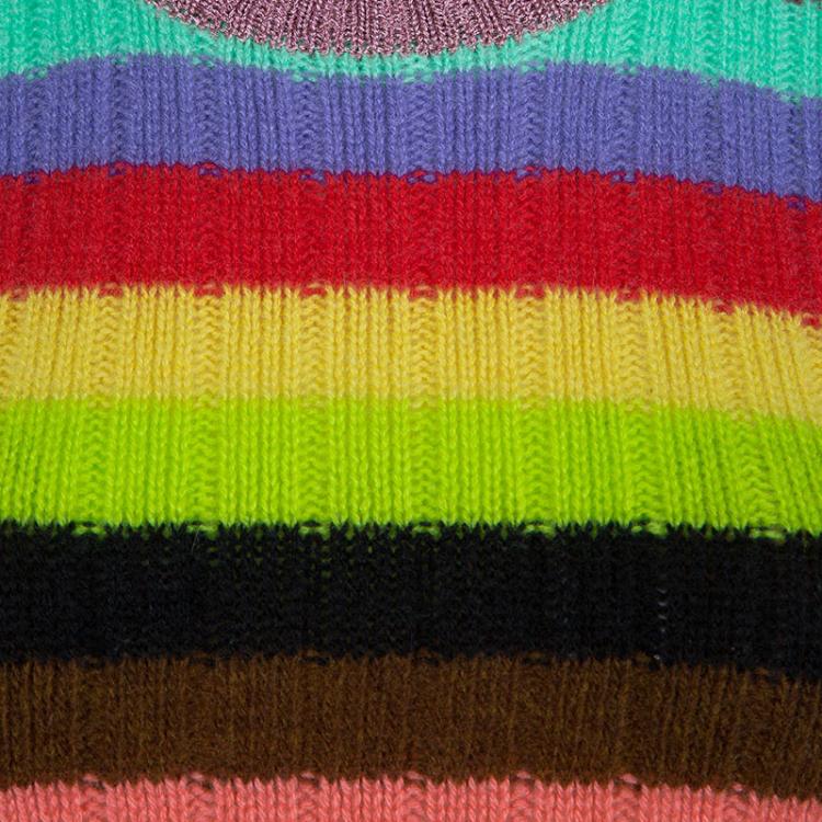 Pre Owned Gucci Multicolor Striped Ribbed Knit Cashmere Sweater M