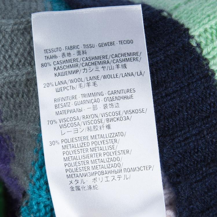 Pre Owned Gucci Multicolor Striped Ribbed Knit Cashmere Sweater M