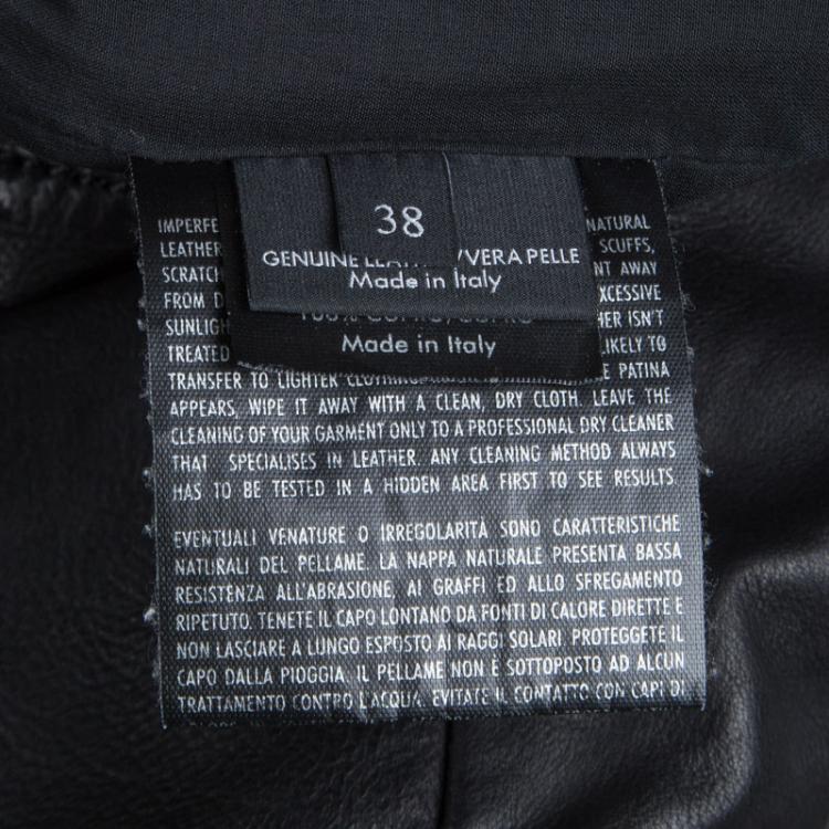 Pre Owned Gucci Black Leather Bomber Jacket S