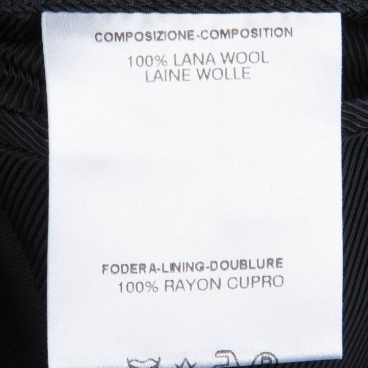 Pre Owned Gucci Black Leather Collar Detail Wool Jacket M