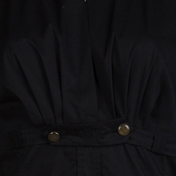 Pre Owned Gucci Black Gathered Waist Long Sleeve Blouse M