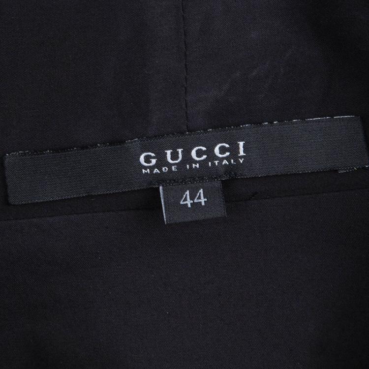 Pre Owned Gucci Black Gathered Waist Long Sleeve Blouse M