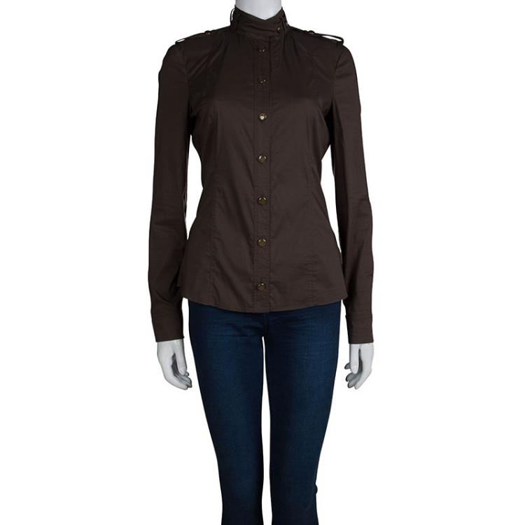Pre Owned Gucci Olive Green Long Sleeve Button Front Shirt M