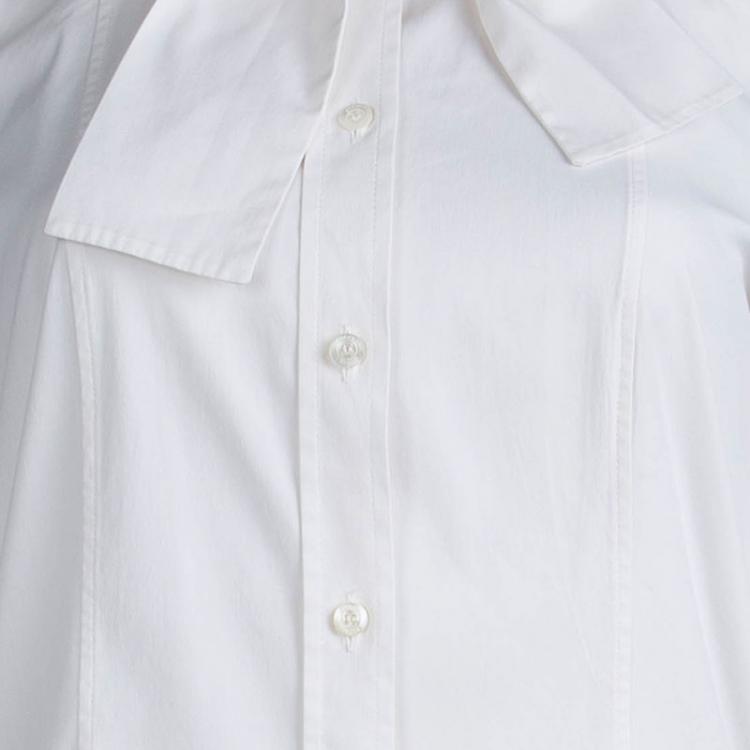 Pre Owned  Gucci White Neck Tie Detail Long Sleeve Shirt M