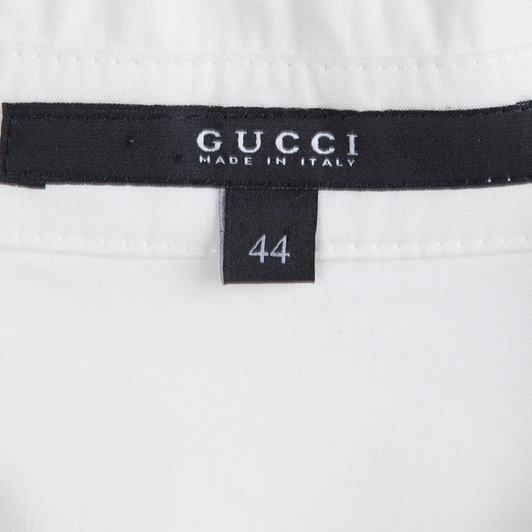 Pre Owned  Gucci White Neck Tie Detail Long Sleeve Shirt M