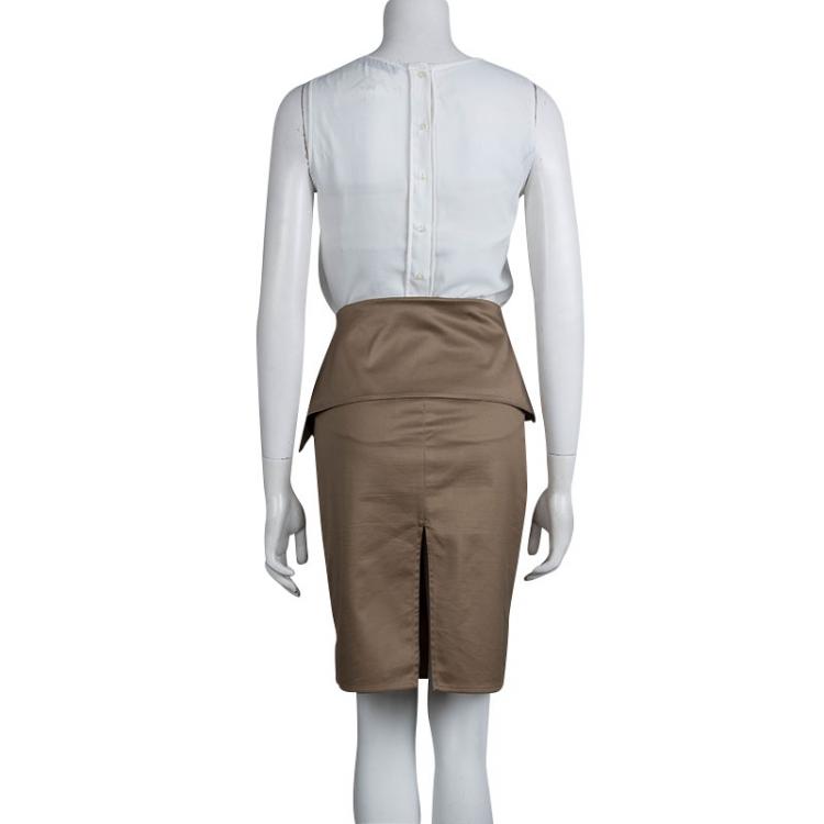 Pre Owned Gucci Beige Peplum Skirt M