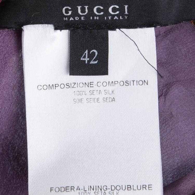 Pre Owned Gucci Purple Striped Silk Embellished Kaftan Maxi Dress M 