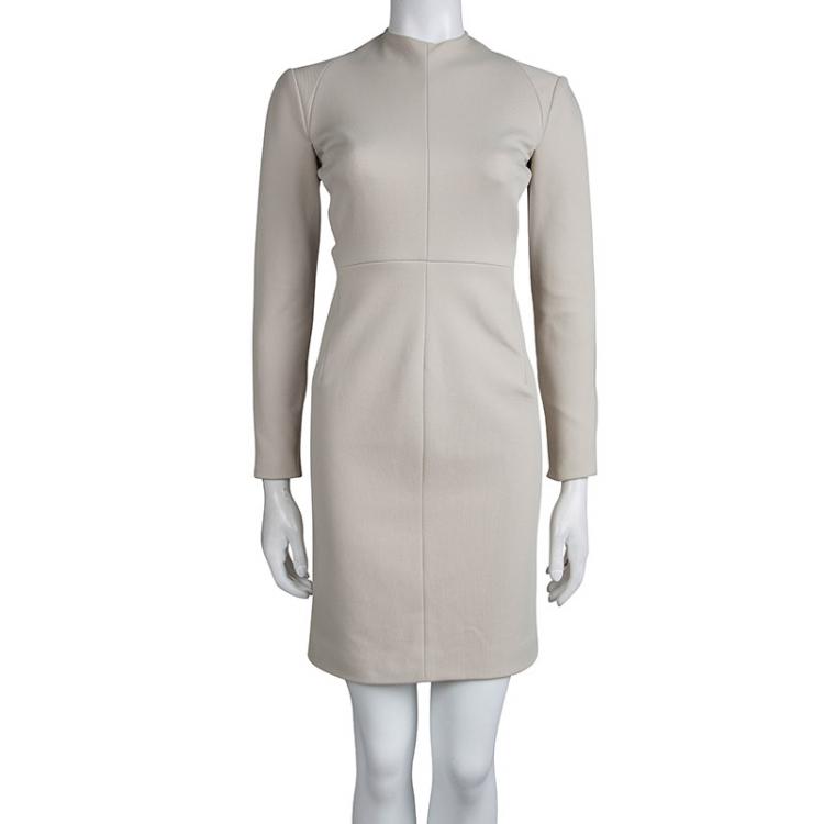 Pre Owned Gucci Beige Cutout Detail Long Sleeve Dress S