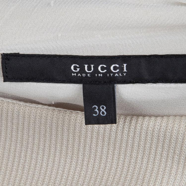 Pre Owned Gucci Beige Cutout Detail Long Sleeve Dress S