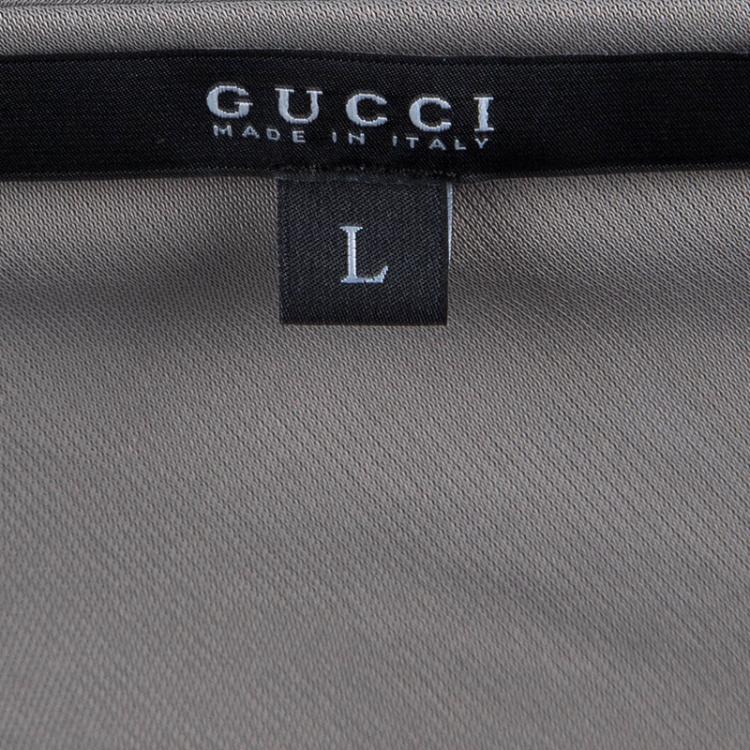 Pre Owned Gucci Grey Knit Brooch Detail One Shoulder Top L