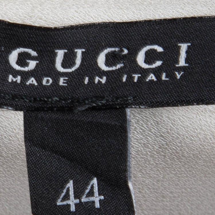 Pre Owned Gucci Cream Silk Chain Detail One Shoulder Top M