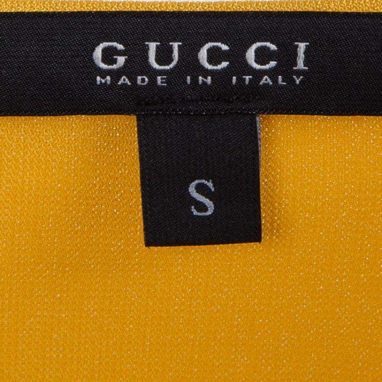 Pre Owned Gucci Yellow Knit Cropped Halter Top S