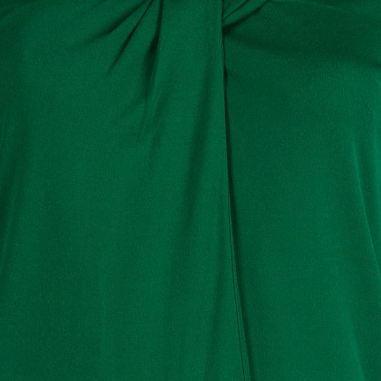 Pre Owned Gucci Green Knit Colorblock Draped Drop Waist Dress M