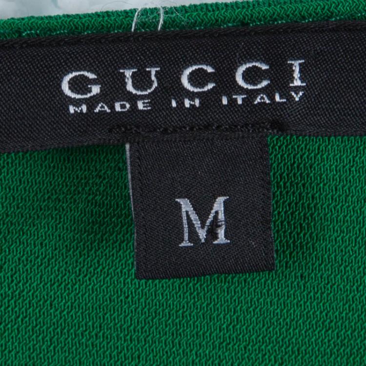 Pre Owned Gucci Green Knit Colorblock Draped Drop Waist Dress M