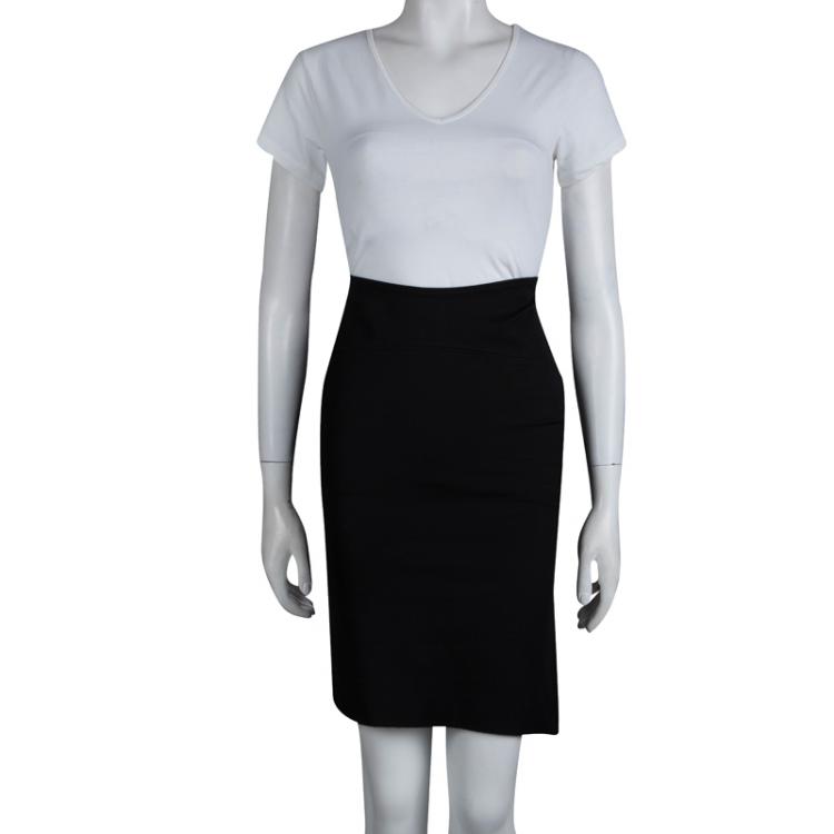 Pre Owned Gucci Black Knit Zip Detail Pencil Skirt M