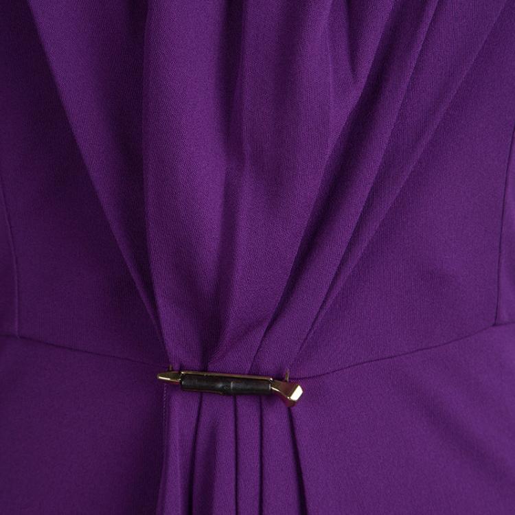 Pre Owned Gucci Purple Knit Draped Strapless Dress S