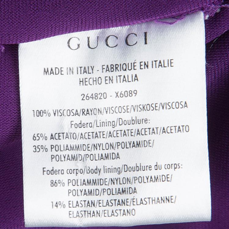 Pre Owned Gucci Purple Knit Draped Strapless Dress S