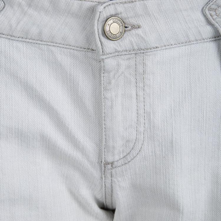 Pre Owned Gucci Light Washed Grey Denim Skinny Jeans M